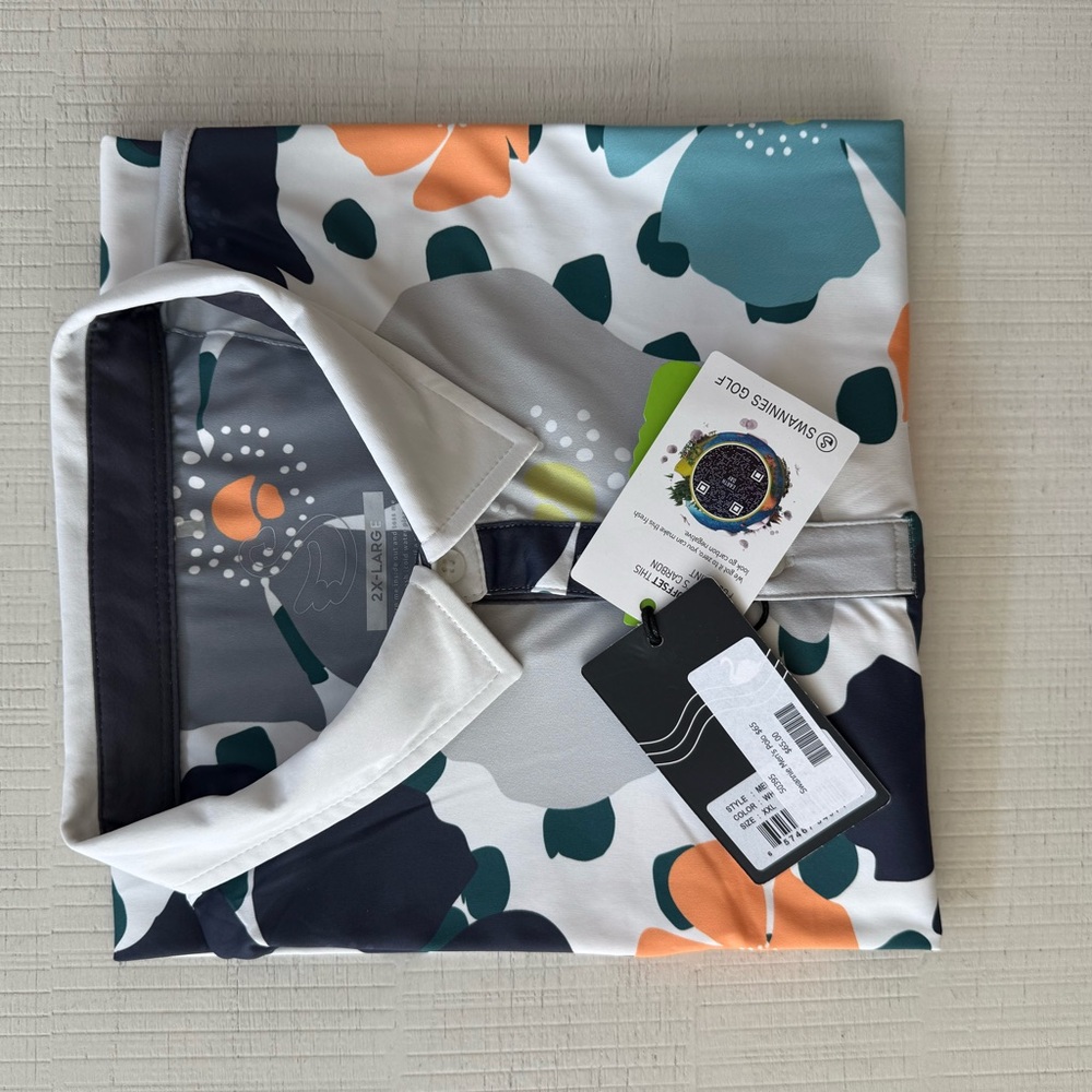 Vibrant Orange and Blue Polo Shirt with Modern Cow Print